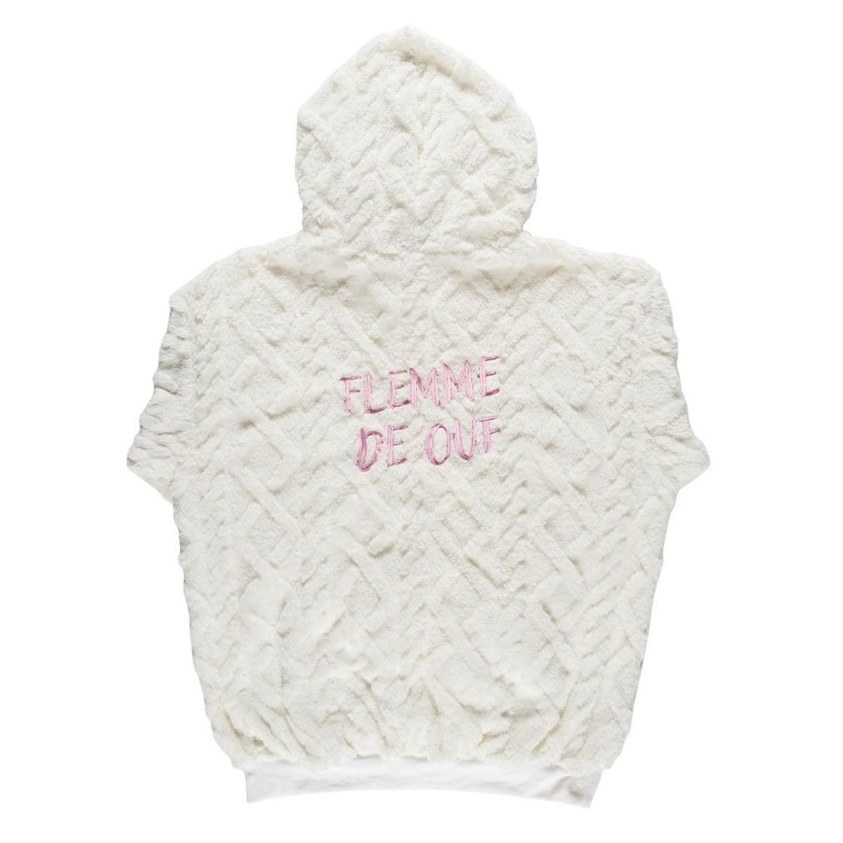 Paris Prix Sweet à Capuche Ultra Doux  Flemme de Ouf  Blanc