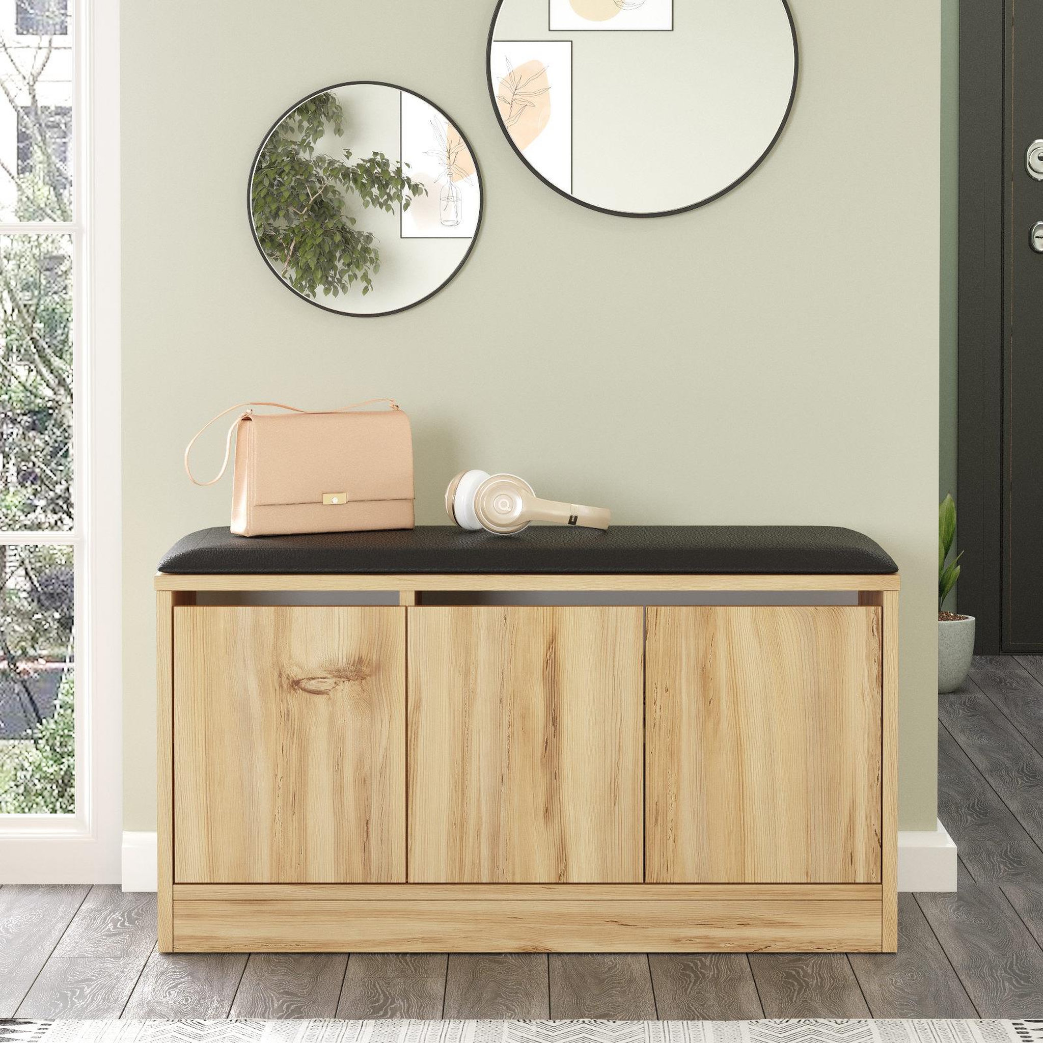 Voir la diapositive 2 : Habitat et Jardin Meuble à chaussures en bois  Mirko  - 90 x 35 x 45 cm - Beige