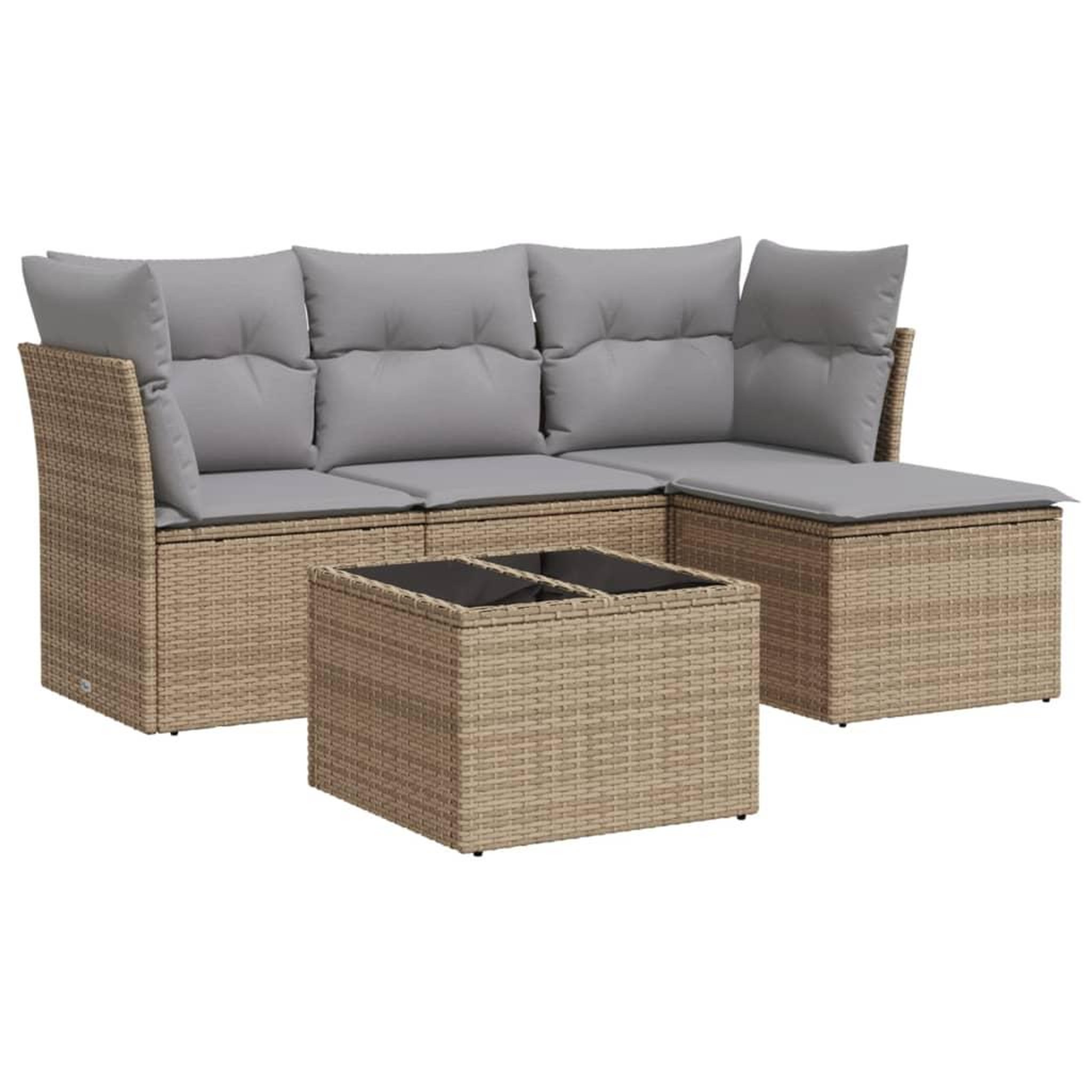 Voir la diapositive 2 : VIDAXL Salon de jardin avec coussins 5 pcs beige resine tressee