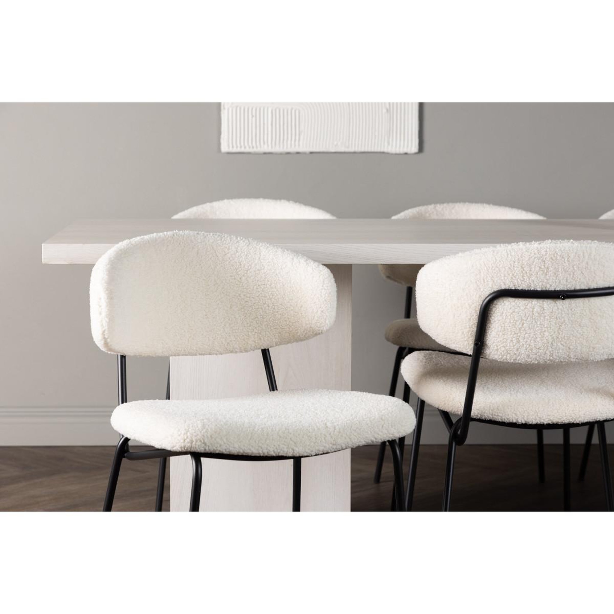 Voir la diapositive 5 : Paris Prix Ensemble table à manger & 6 chaises  olga & chico  200cm naturel & blanc crème