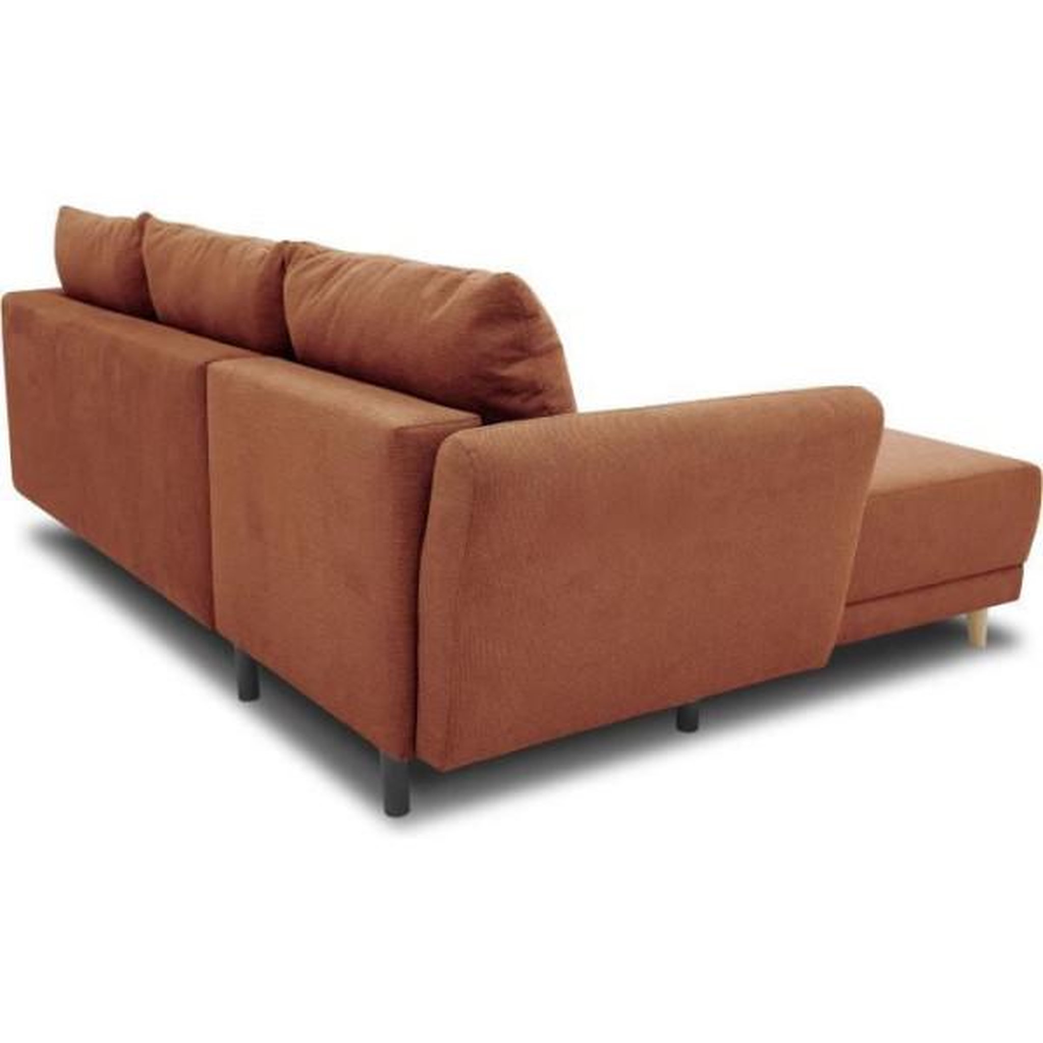 Voir la diapositive 6 : MARKET24 Canapé d'angle convertible réversible 3-4 places CLAUDIUS - Tissu Terracotta - Coffre de rangement - L 244 x P 158 x H 95 cm
