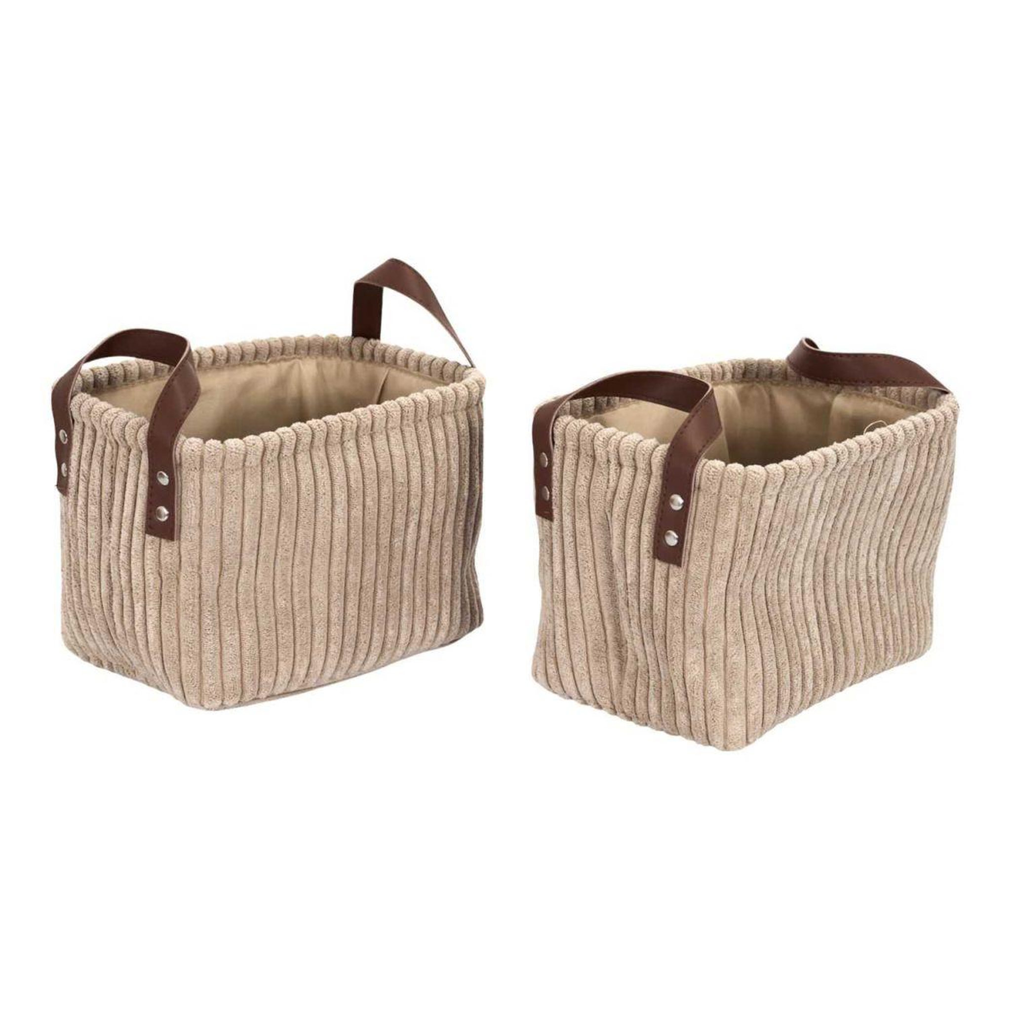 Voir la diapositive 2 : The Home Deco Factory Lot de 3 paniers de rangement  velours côtelé  36cm taupe