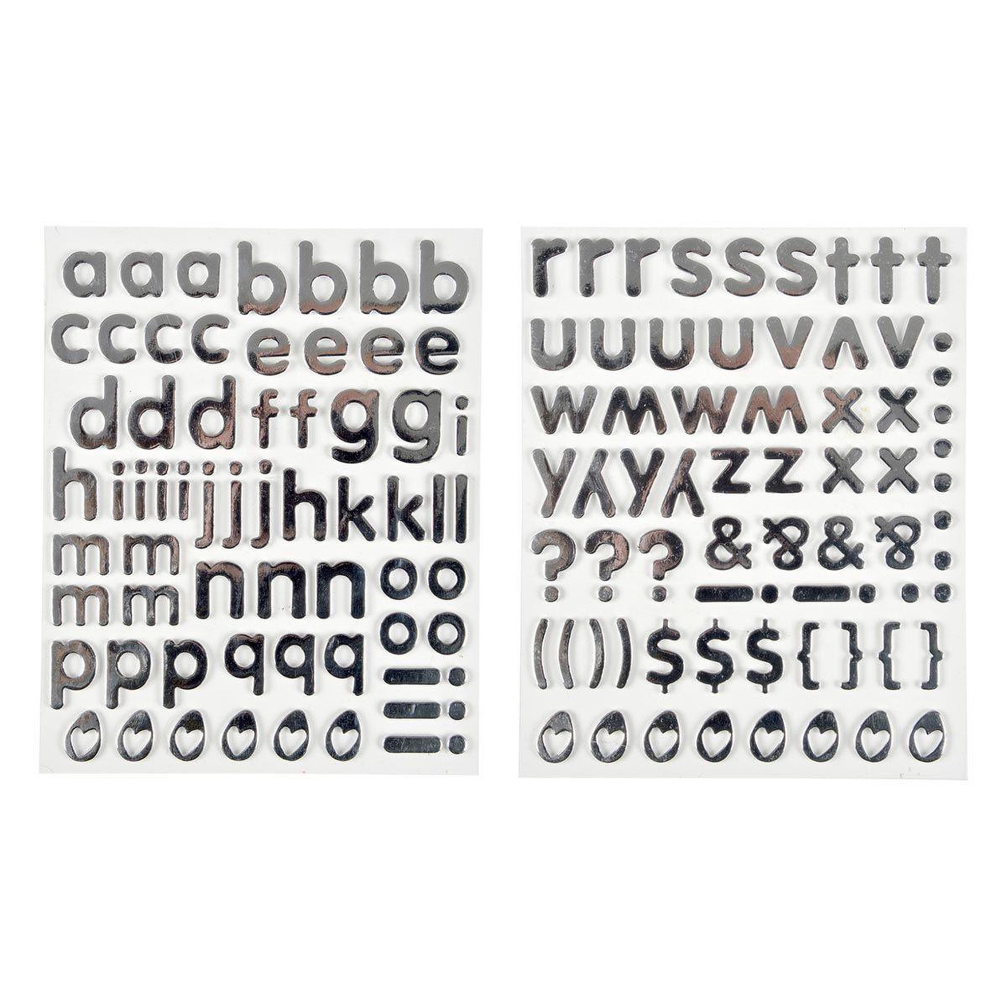 ARTDESIGN Lot de 2 planches de stickers  alphabet  2cm argent