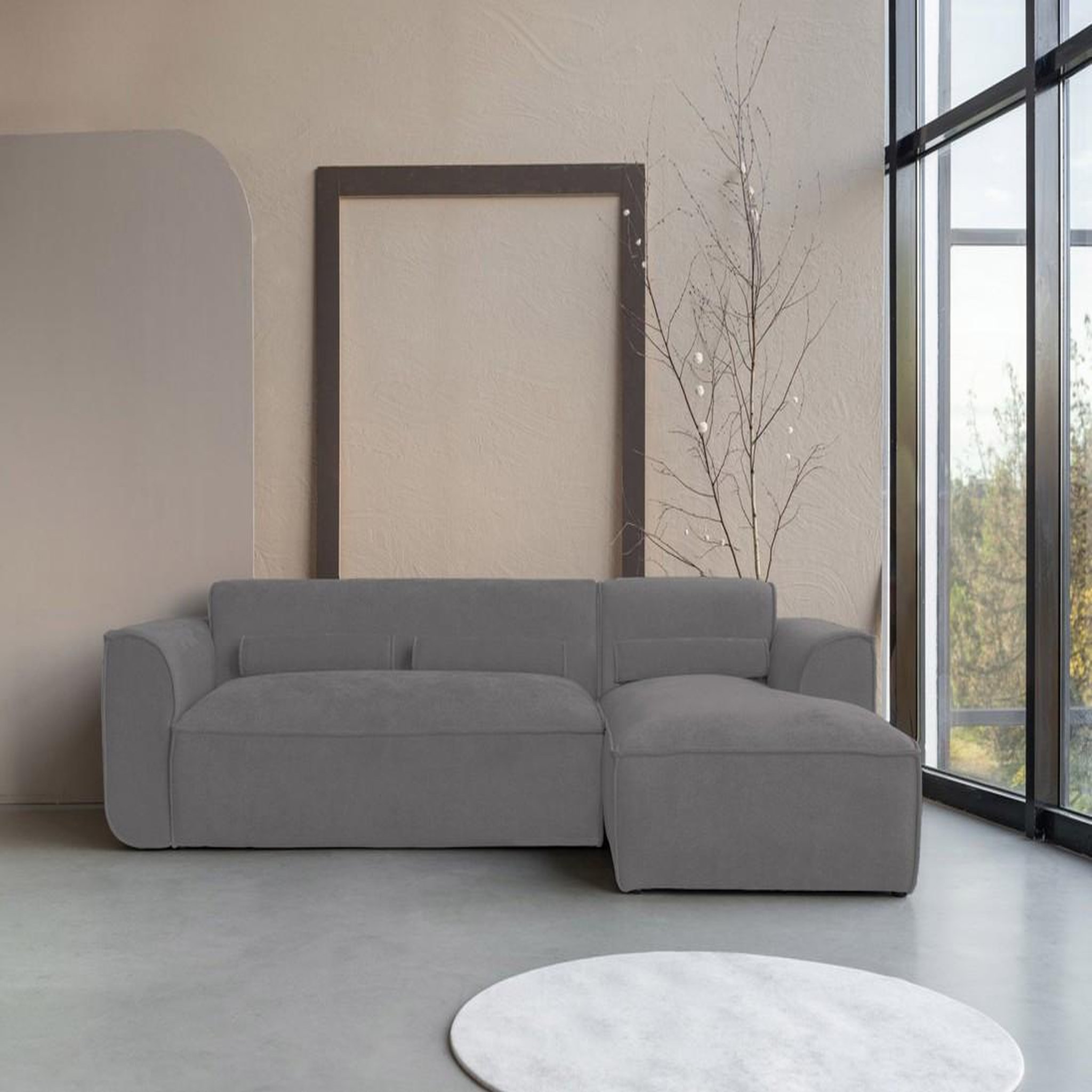 Voir la diapositive 4 : BEST MOBILIER Felix - canapé modulable d'angle droit 4 places en tissu texturé