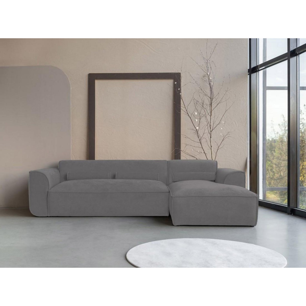 BEST MOBILIER Felix - canapé modulable d'angle droit 4 places en tissu texturé