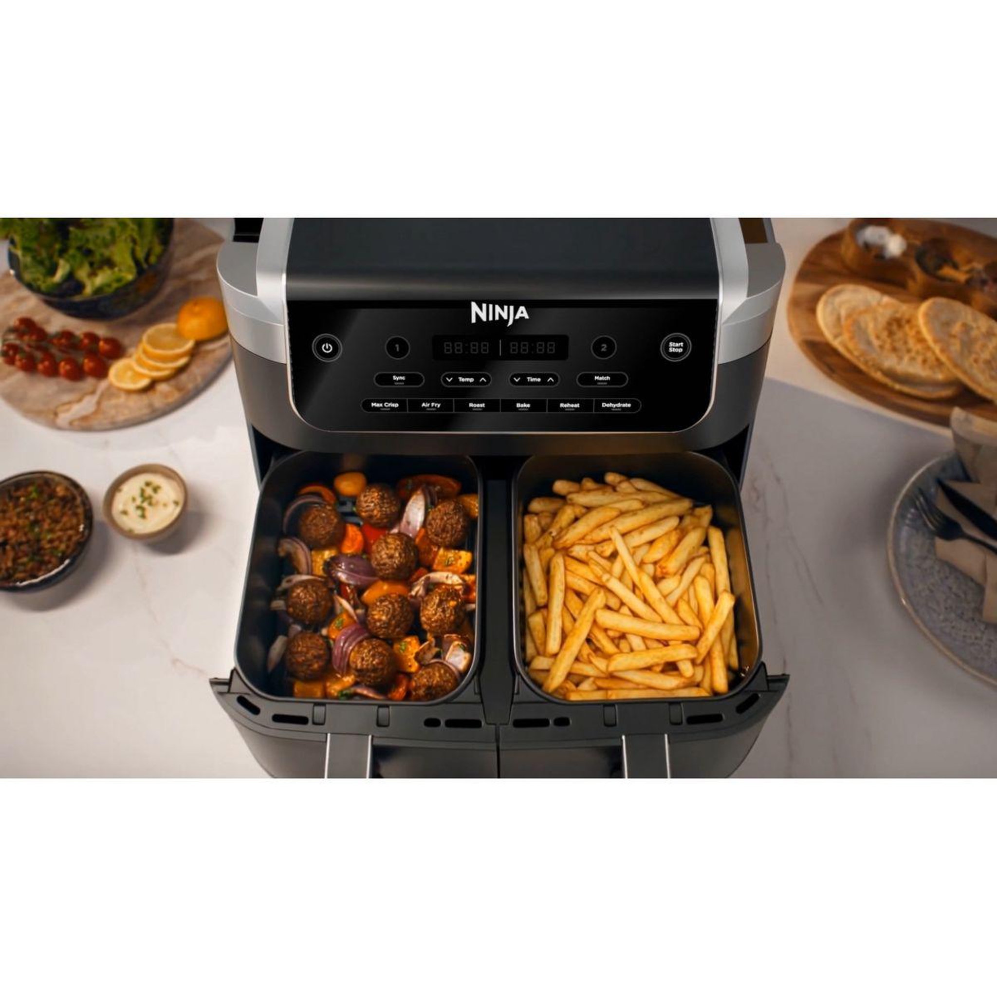 Voir la diapositive 3 : NINJA Friteuse sans huile Foodi Dual Air Fryer 7.6L DZ801EU