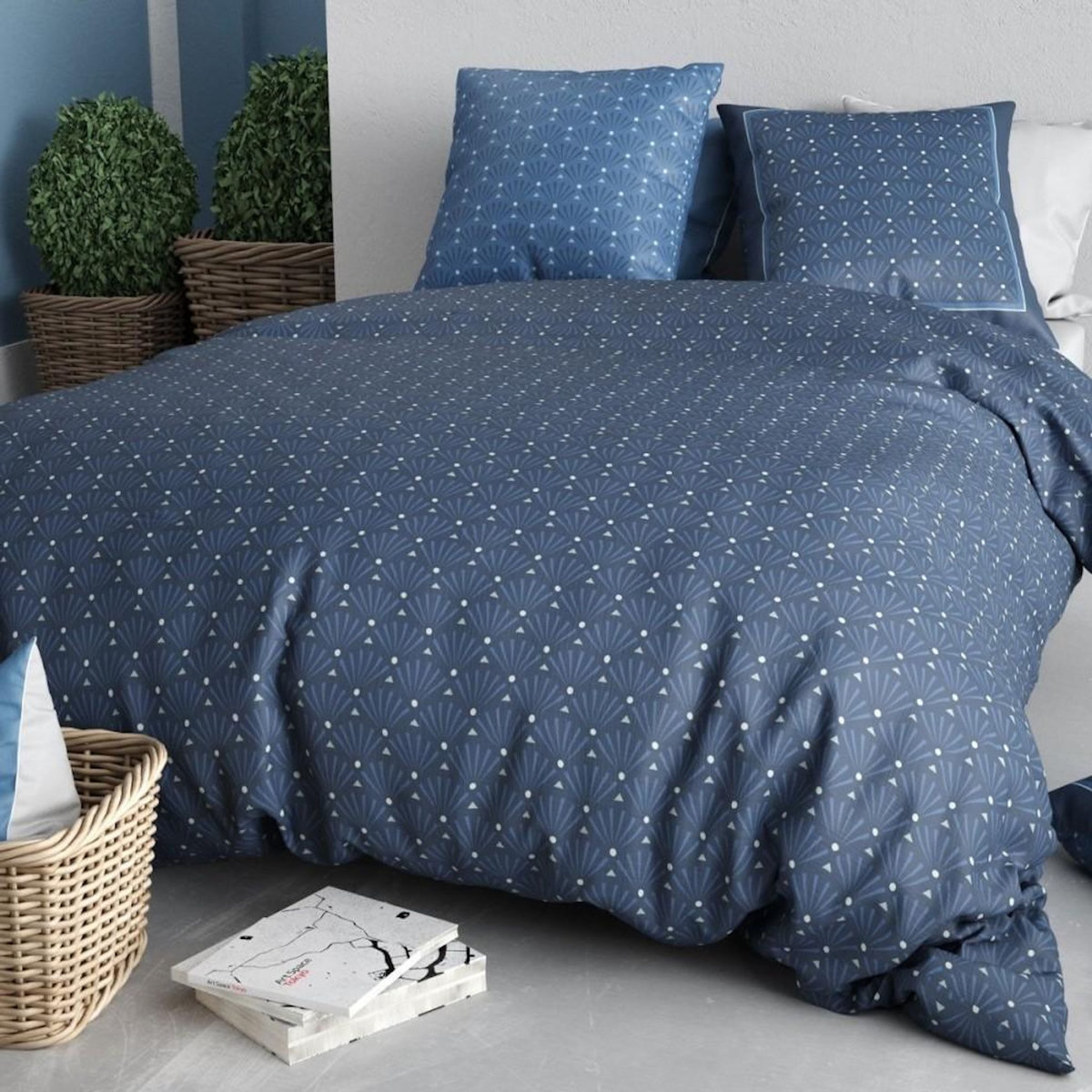 ATELIER DU COTON Housse de couette 260x240 + 2 taies coton 57 fils