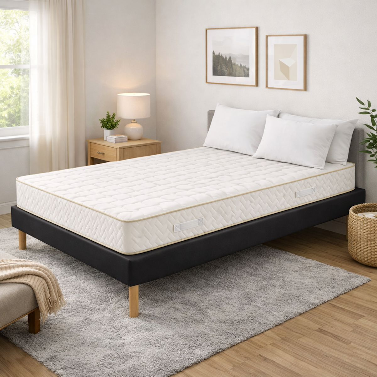 NUITS D'OR Ensemble Sommier Tapissier et Matelas 2 Faces Couchage