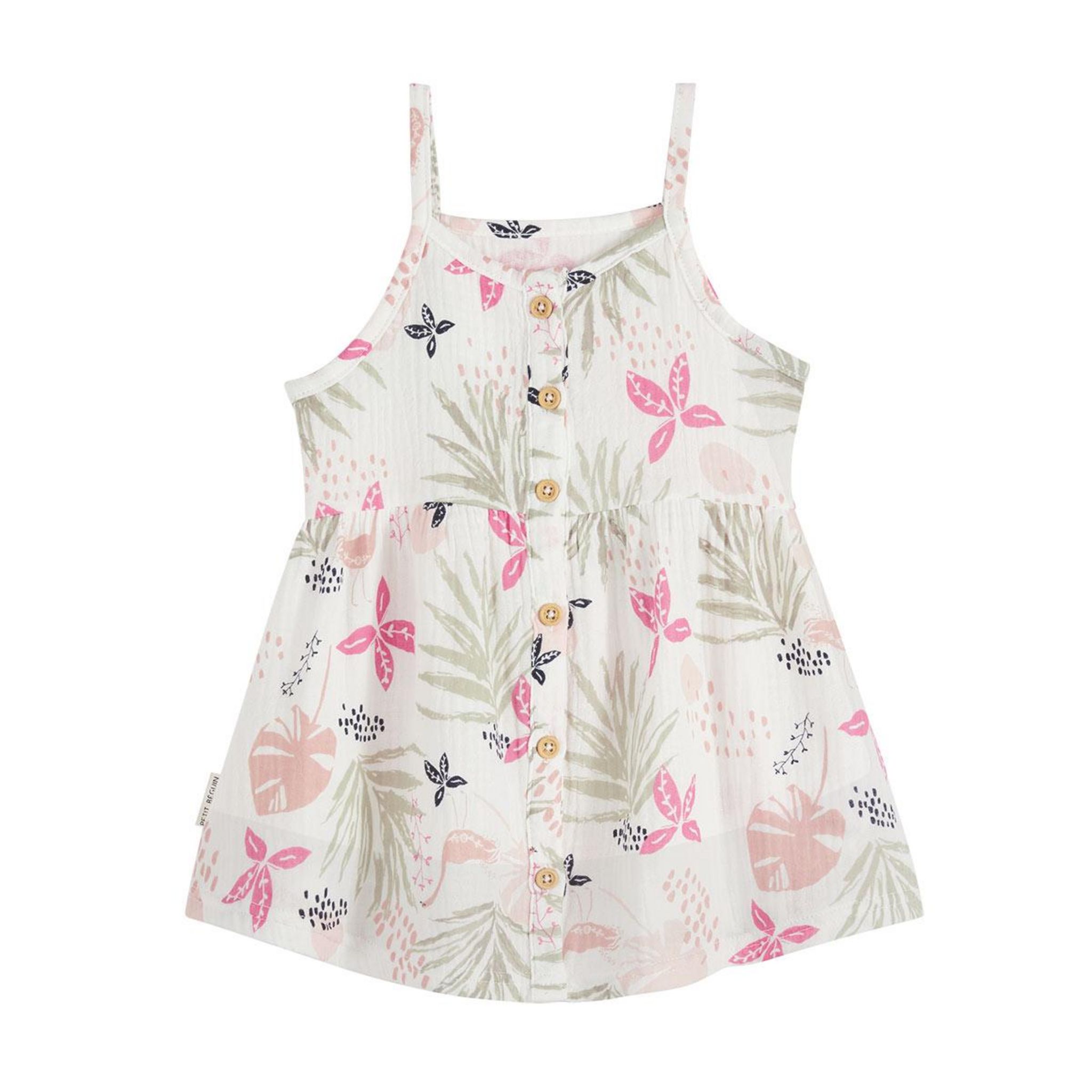 Robe Bébé En Gaze De Coton Bahamas - Modèle écrue, Légère, Ouverture Dos, 100% Coton (Petit Béguin)