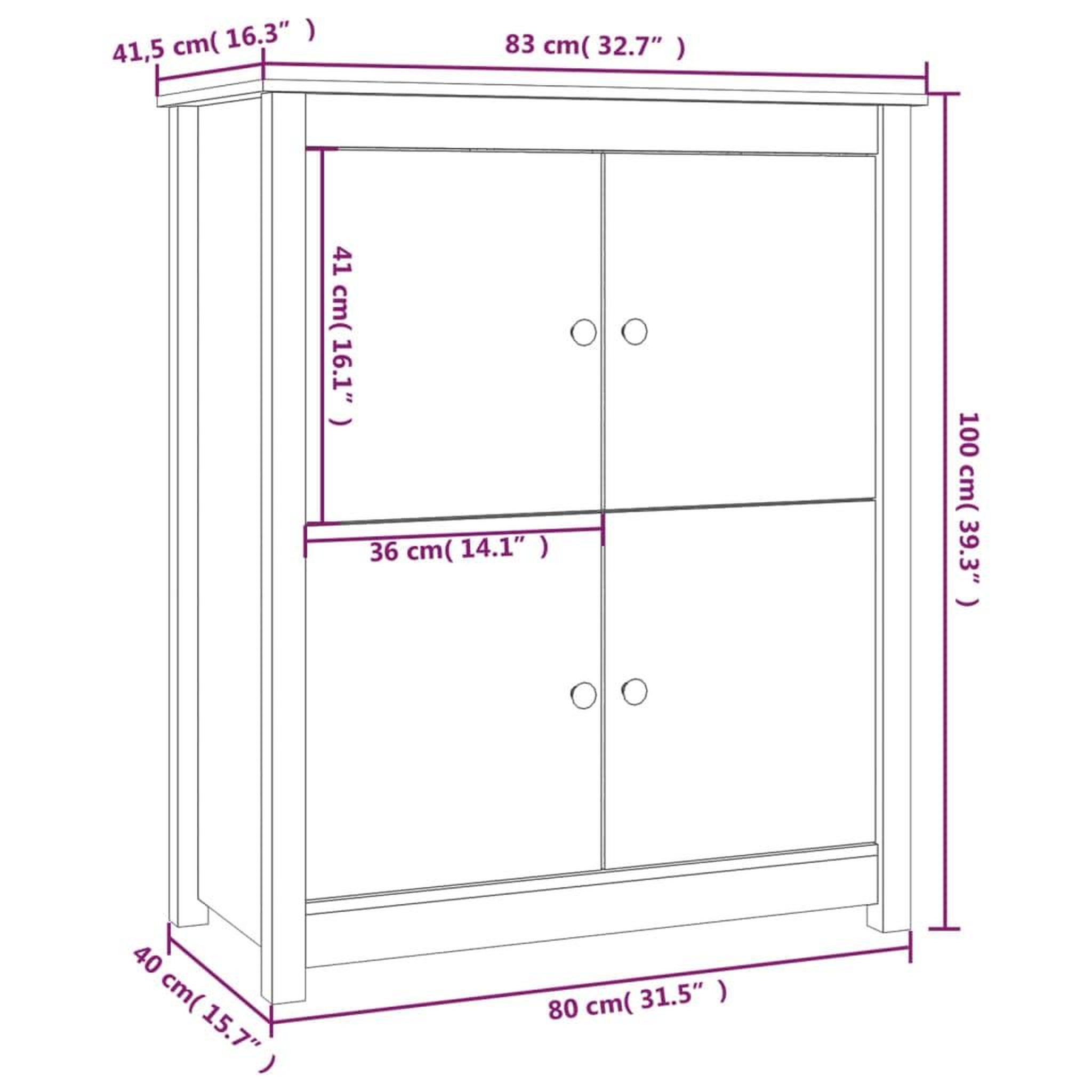 Voir la diapositive 6 : VIDAXL Buffet Marron miel 83x41,5x100 cm Bois massif de pin