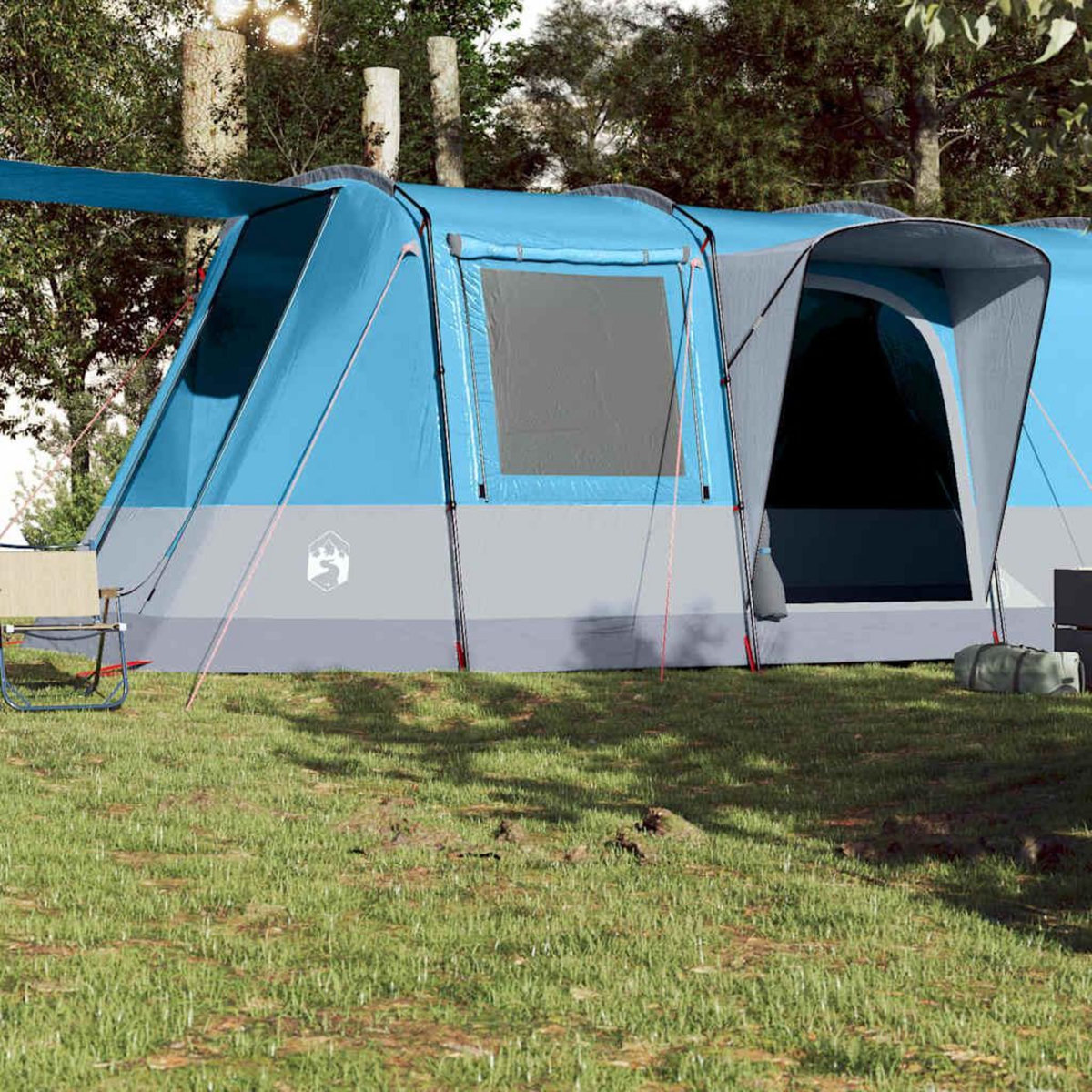 VIDAXL Tente de camping tunnel 4 personnes bleu impermeable