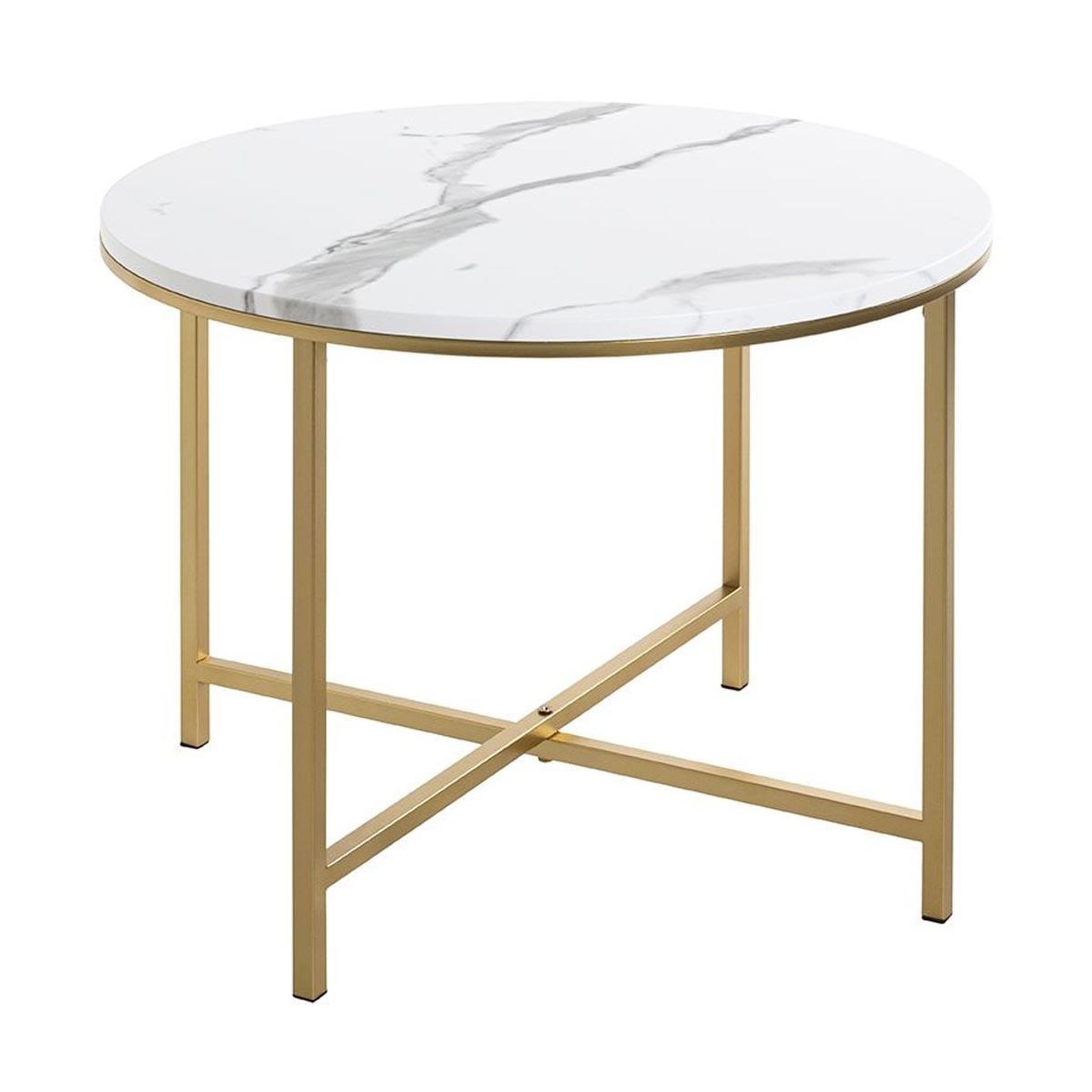 Paris Prix Table basse ronde effet marbre  alba  60cm or