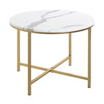 Paris Prix Table Basse Ronde Effet Marbre  Alba  60cm Or