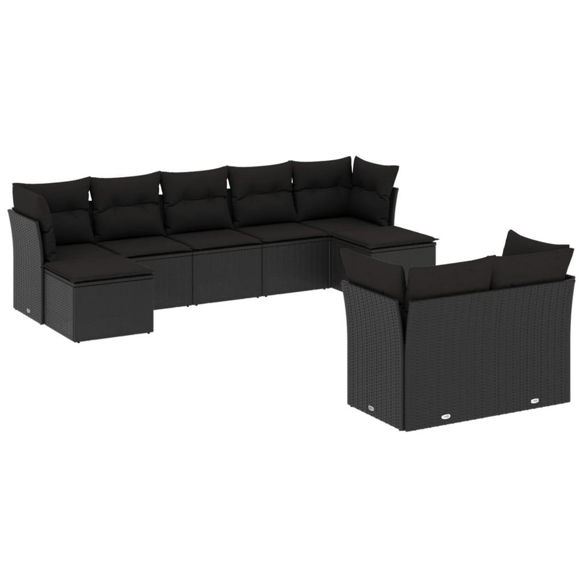 Voir la diapositive 2 : VIDAXL Salon de jardin 9 pcs avec coussins noir resine tressee