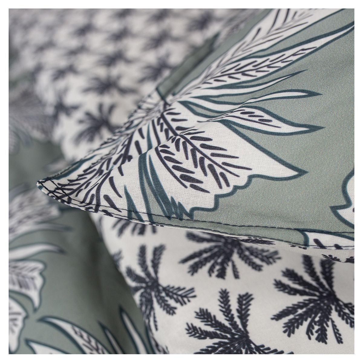 TODAY Parure housse de couette en coton 57 fils motif tropical PALMERAIE