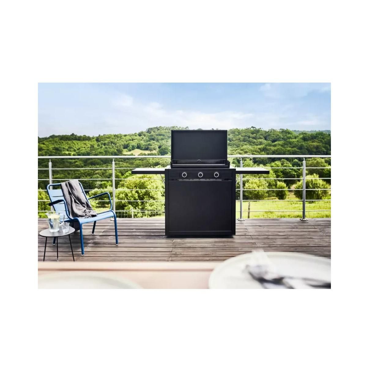 FORGE ADOUR Plancha gaz 6000w plaque fonte émaillée 74.4x42cm - MODERNG75AN