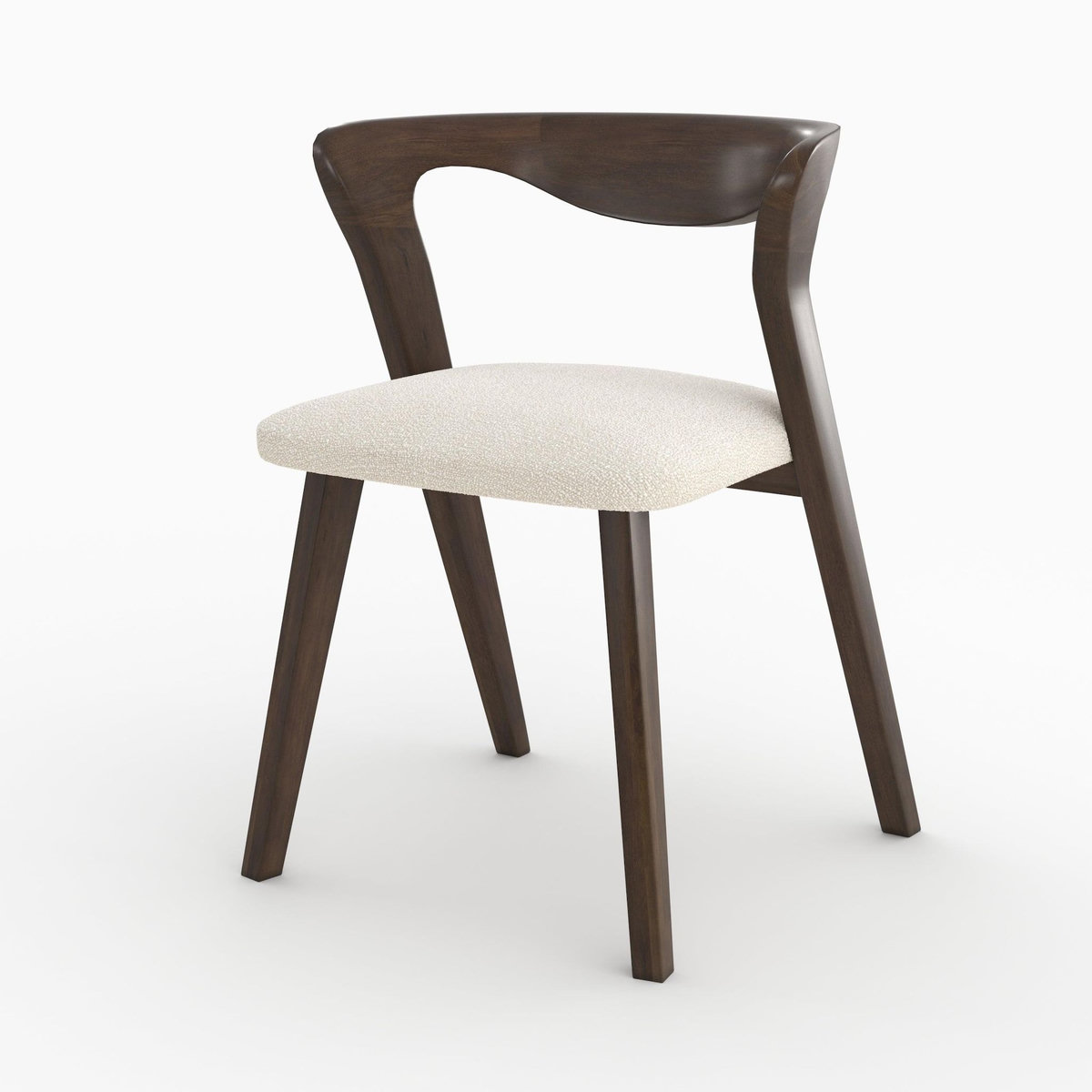 Rendez vous déco Chaise en bois d'hévéa foncé et tissu bouclé crème - Vega