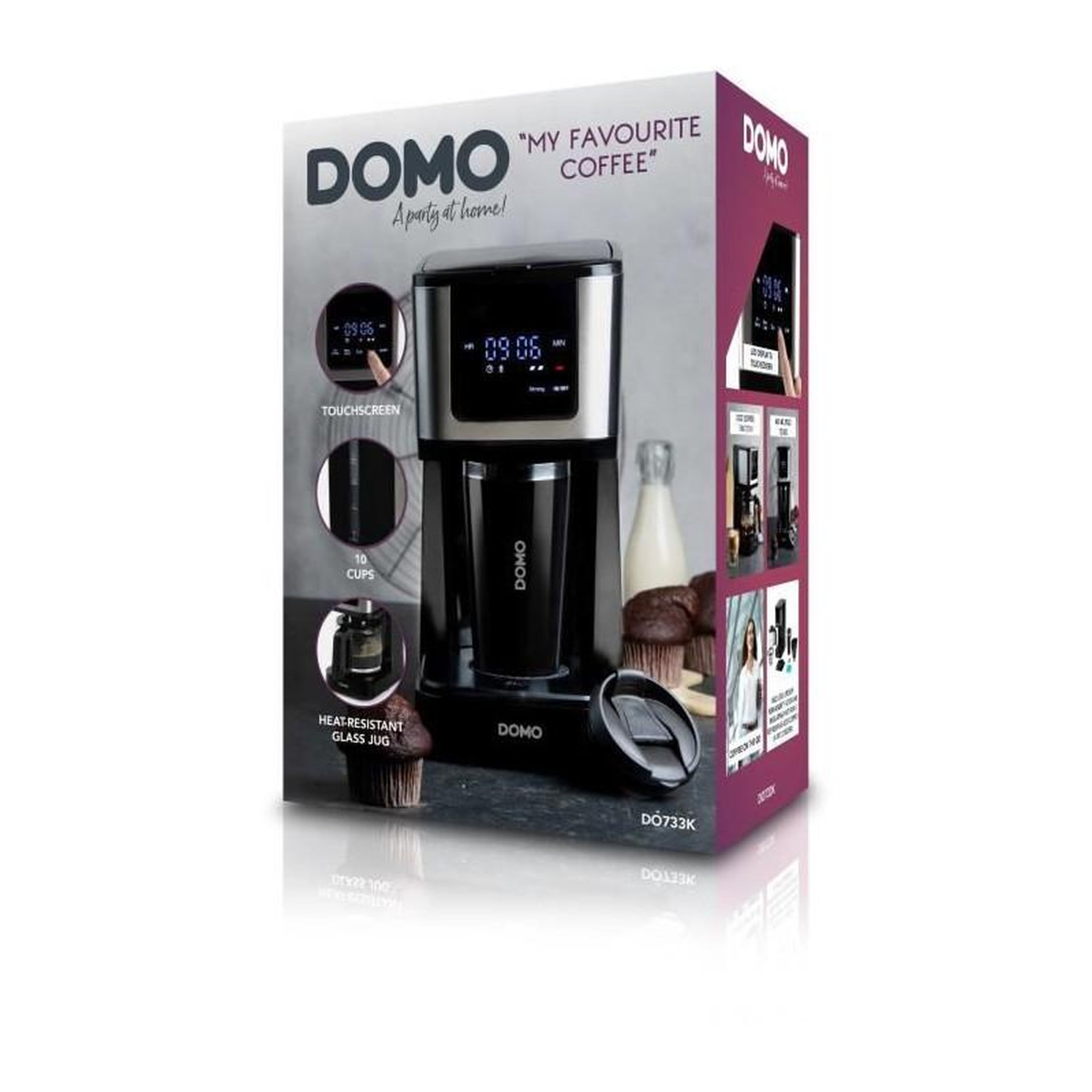 Voir la diapositive 5 : Domo Cafetière filtre programmable 10 tasses 900w noir - do733k