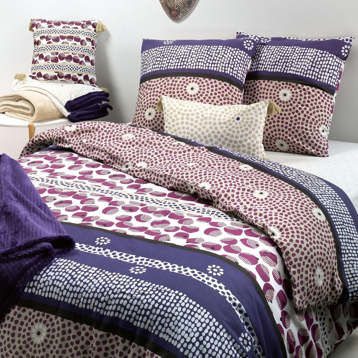 Les Ateliers du Linge Drap housse en coton 57 fils imprime alma