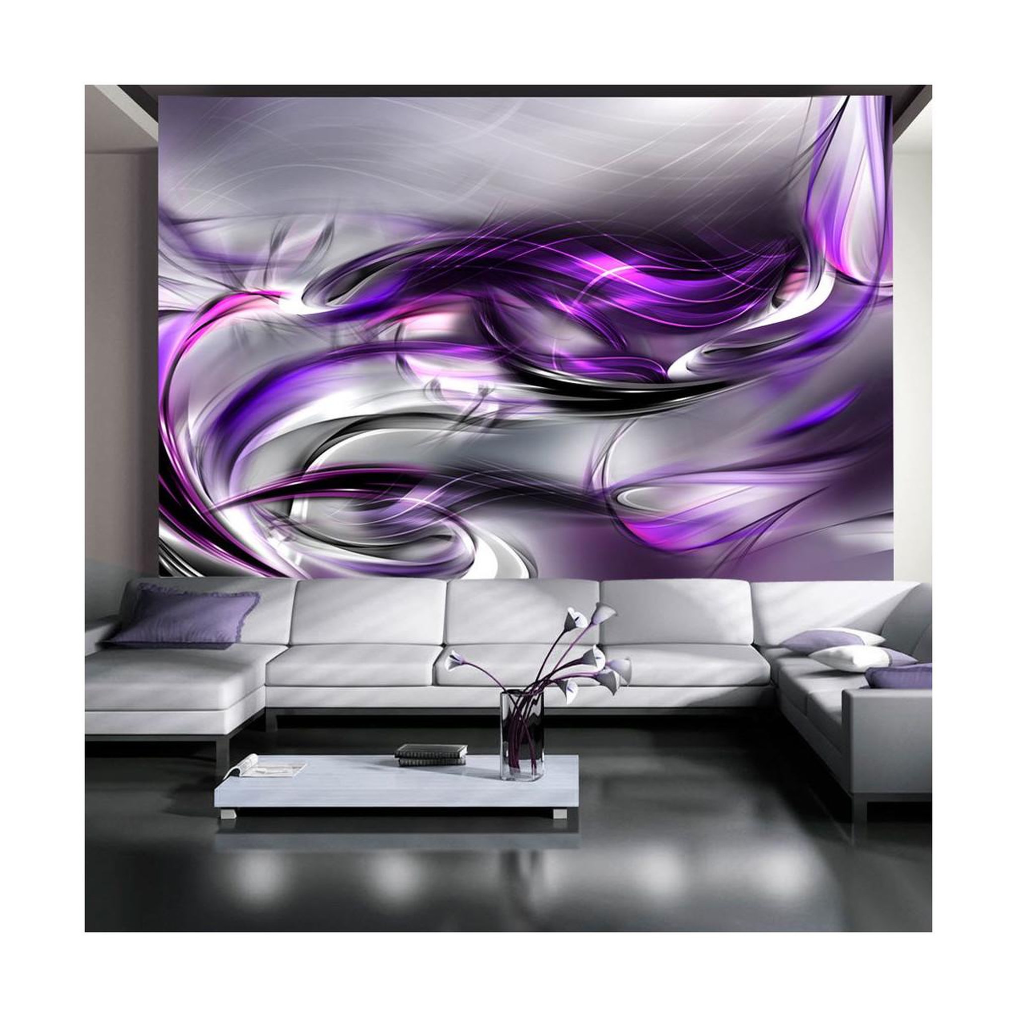 Paris Prix Papier peint  tourbillons pourpre. Coloris disponibles : Multicolore