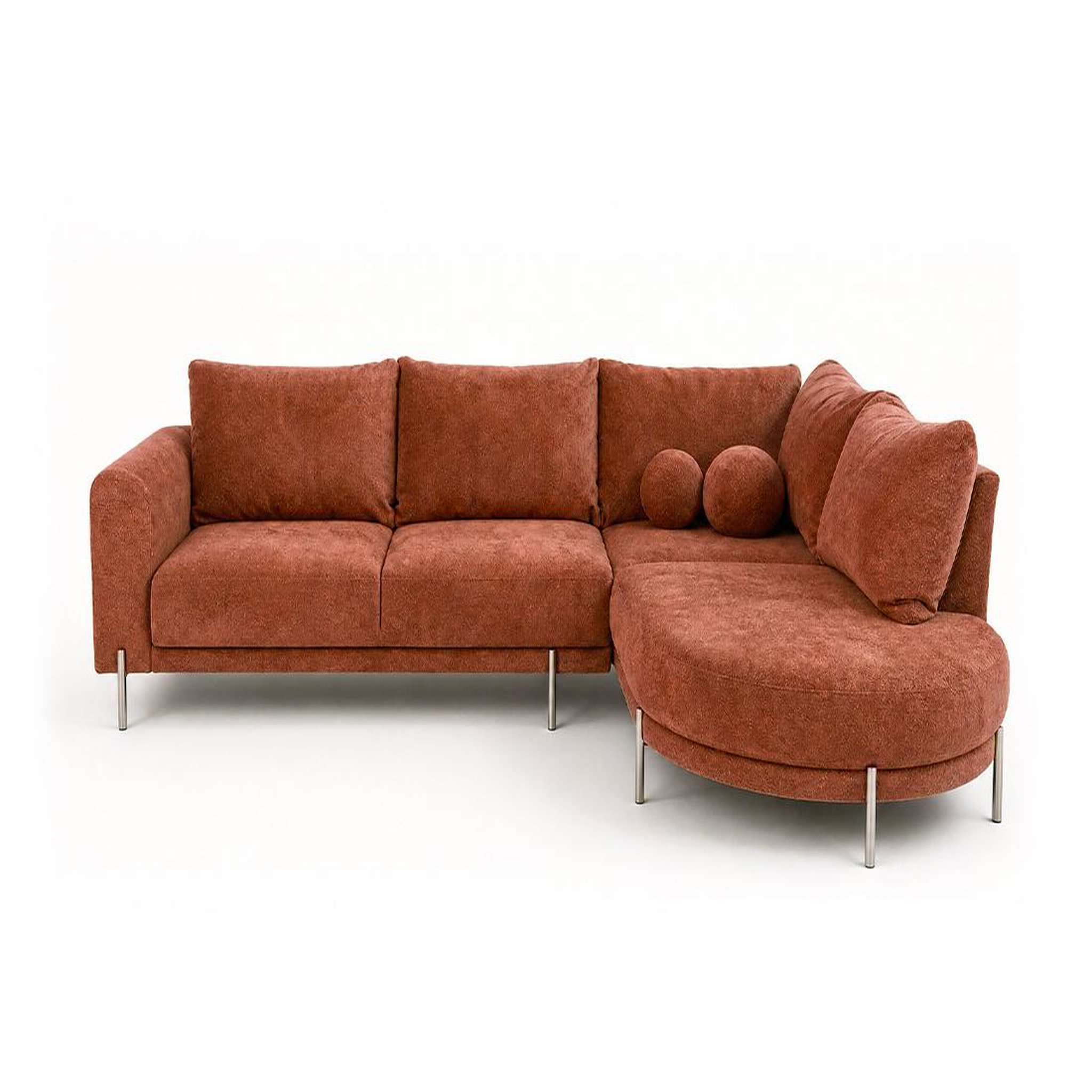 Voir la diapositive 1 : BEST MOBILIER Gabin - canapé d'angle droit 5 places en velours texturé