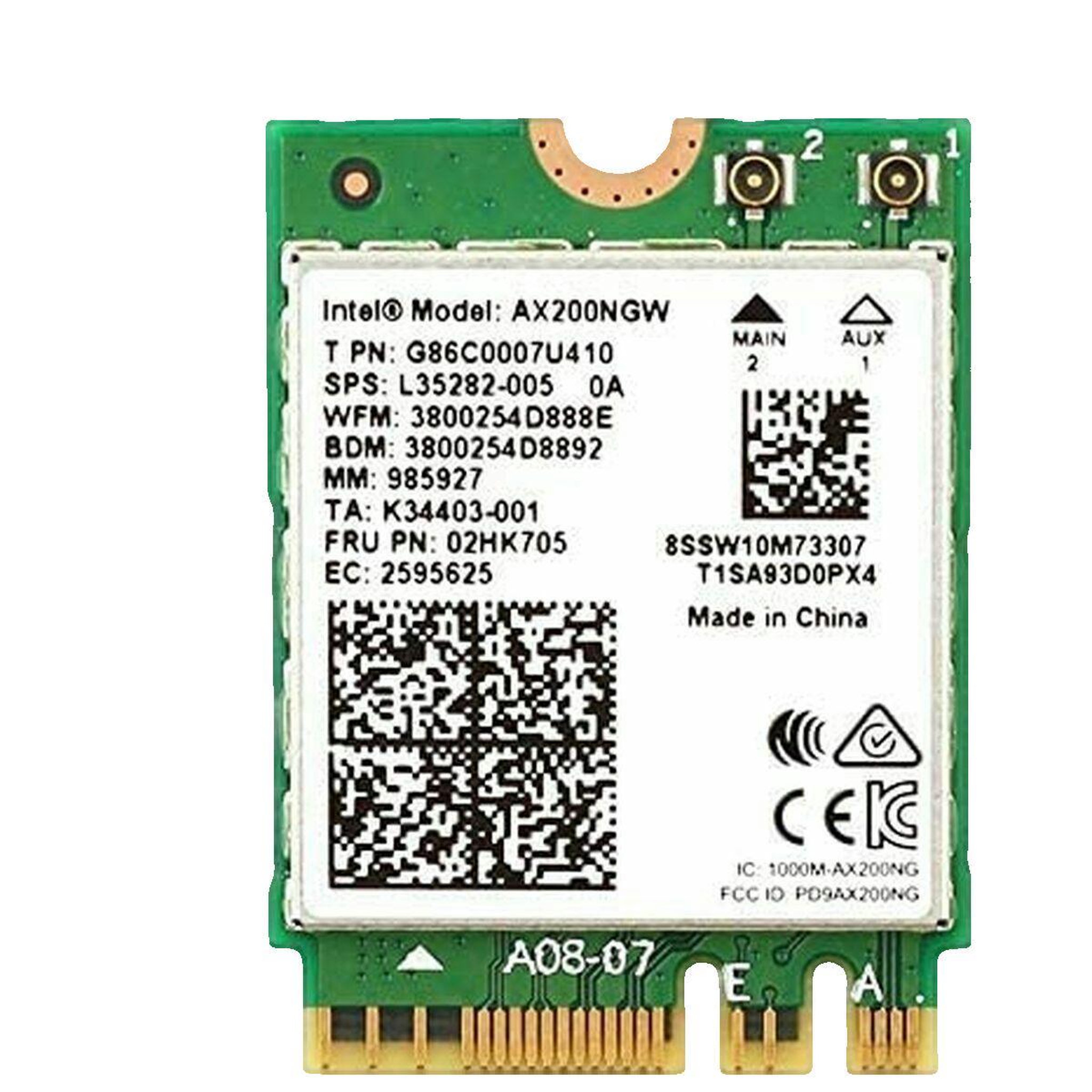 Voir la diapositive 2 : Intel Adaptateur réseau Intel Wi-Fi 6 AX200