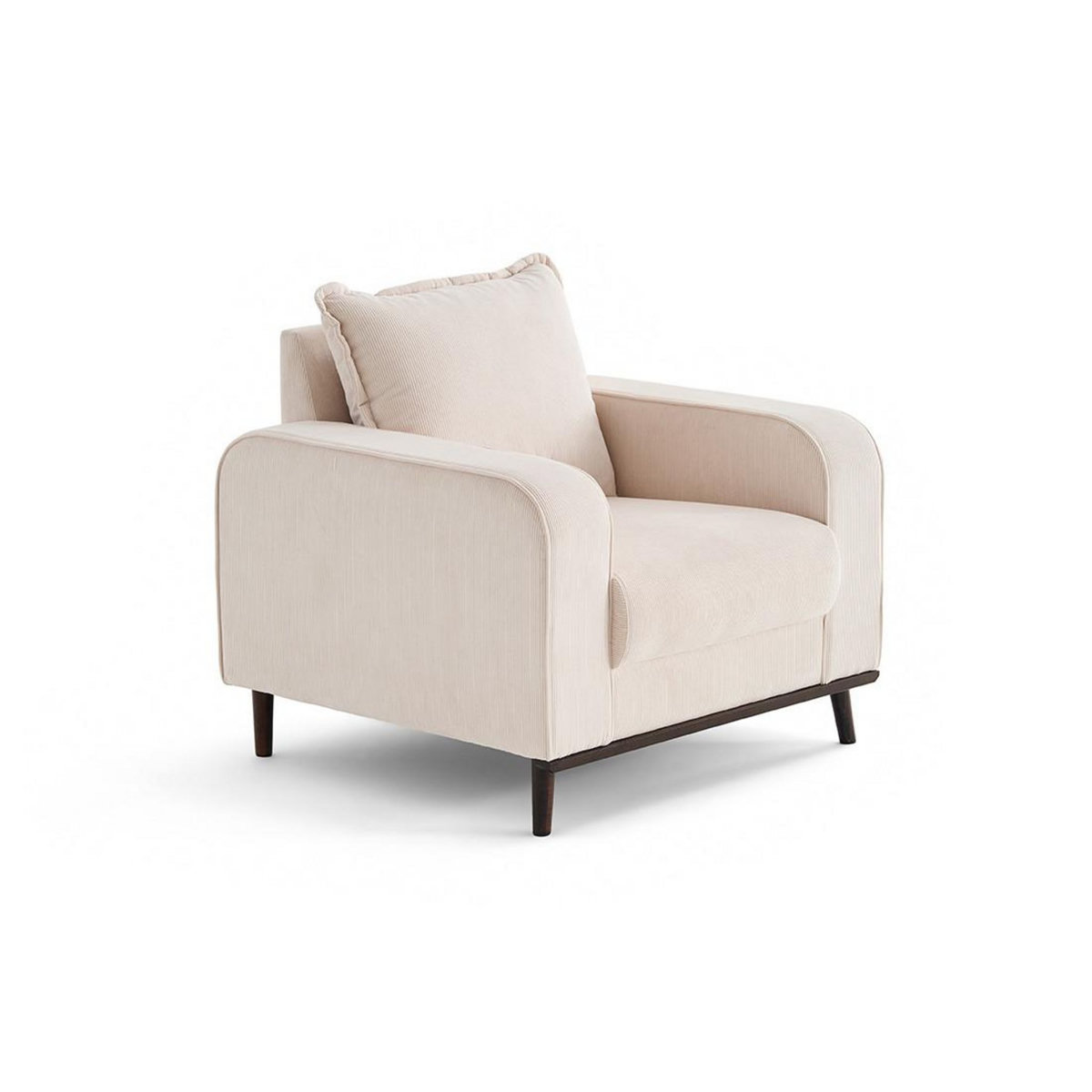 LISA DESIGN Albane - fauteuil en velours côtelé pieds bois foncé