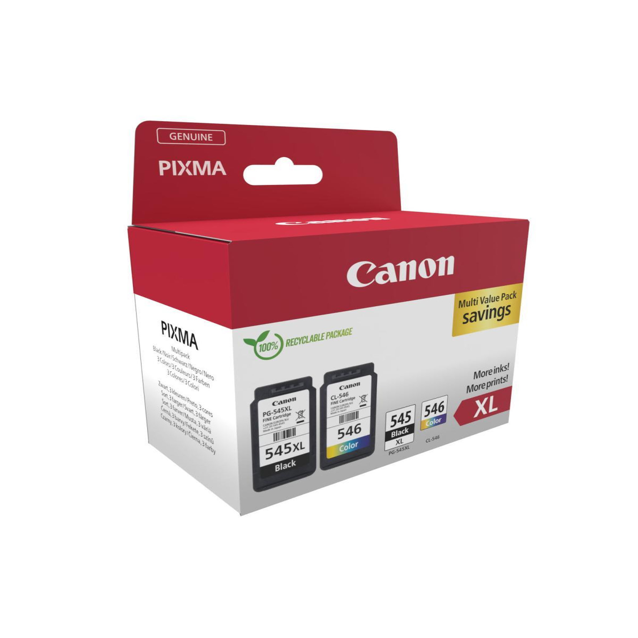 Voir la diapositive 3 : Canon Cartouche d'encre pack de 2 originales xl (pg-545 noire + cl-546 couleur) - 8286b006
