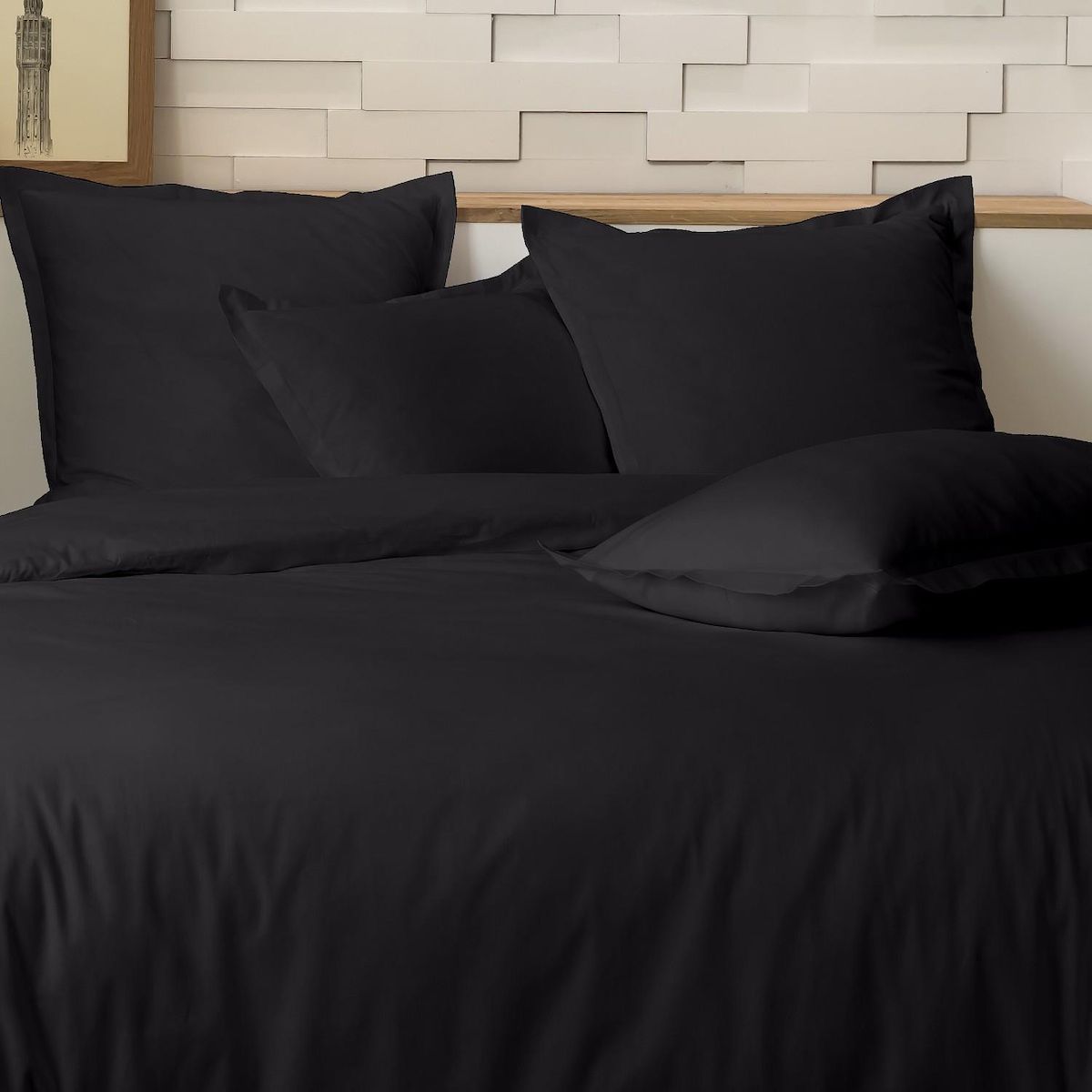 Home collection Parure de couette 100%percale de coton 80 fils/cm2-uni lin