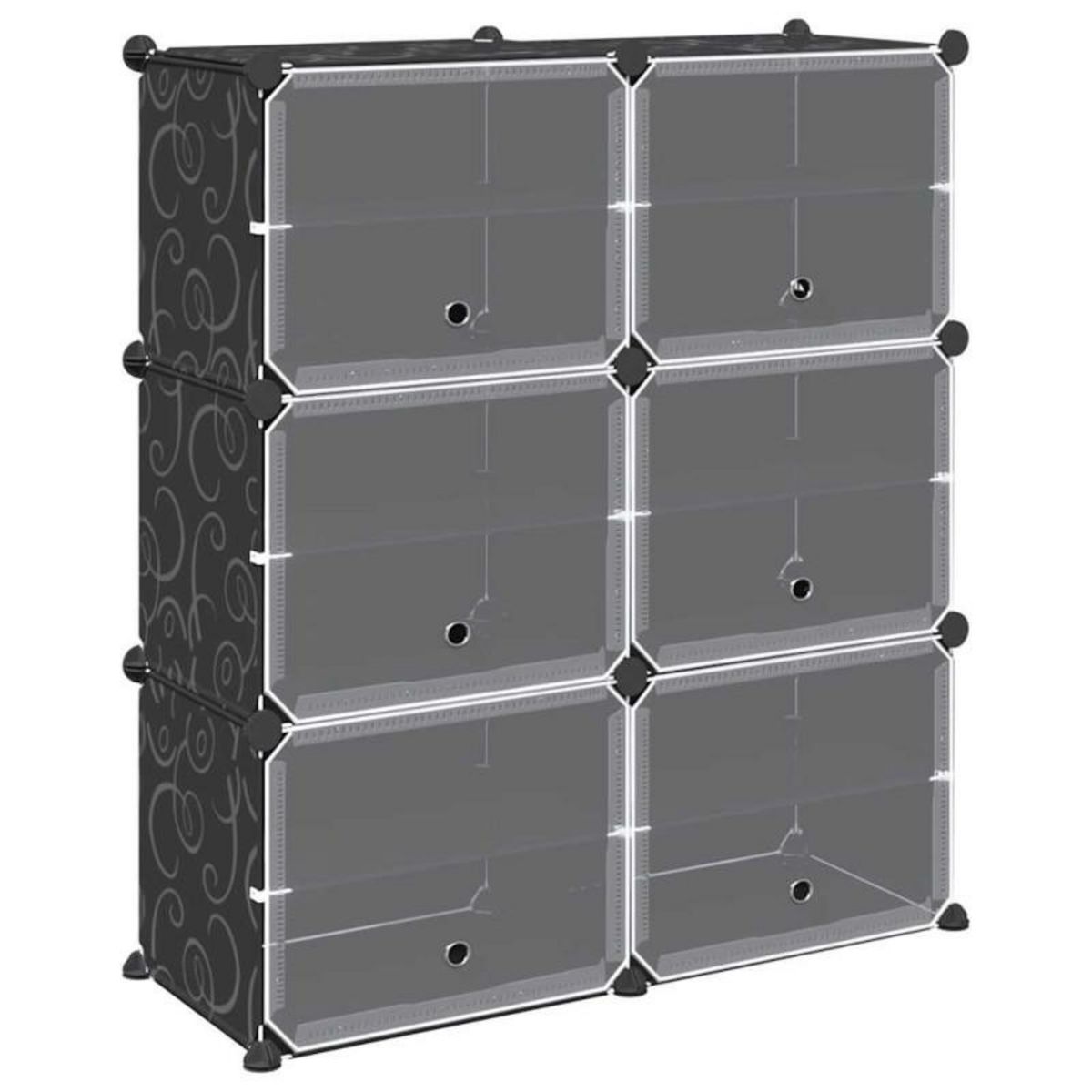 VIDAXL Cubes de rangement 6 pcs avec portes noir PP