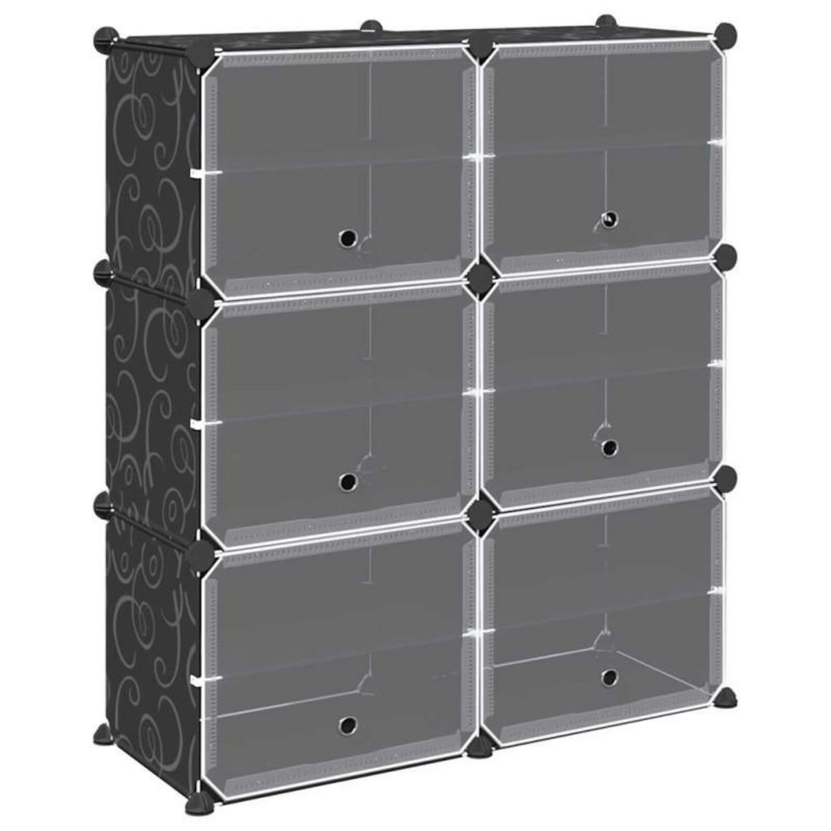 VIDAXL Cubes de rangement 6 pcs avec portes noir PP