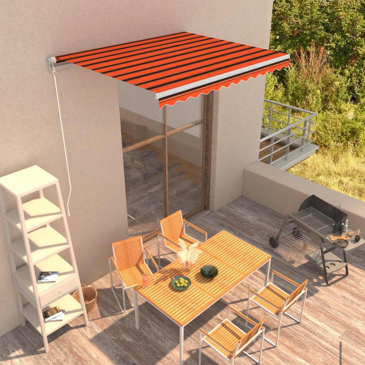 VIDAXL Auvent manuel retractable 300x250 cm Orange et marron