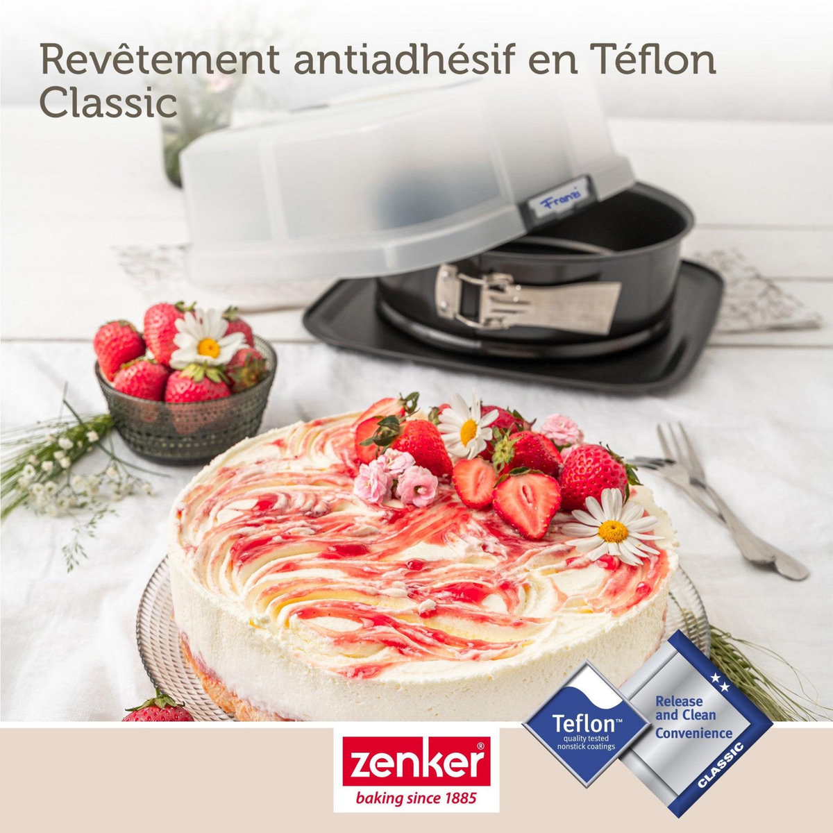 ZENKER Ensemble de 2 Moules à charnière rond 23 cm avec couvercle de transport Zenker Bake Click and Go