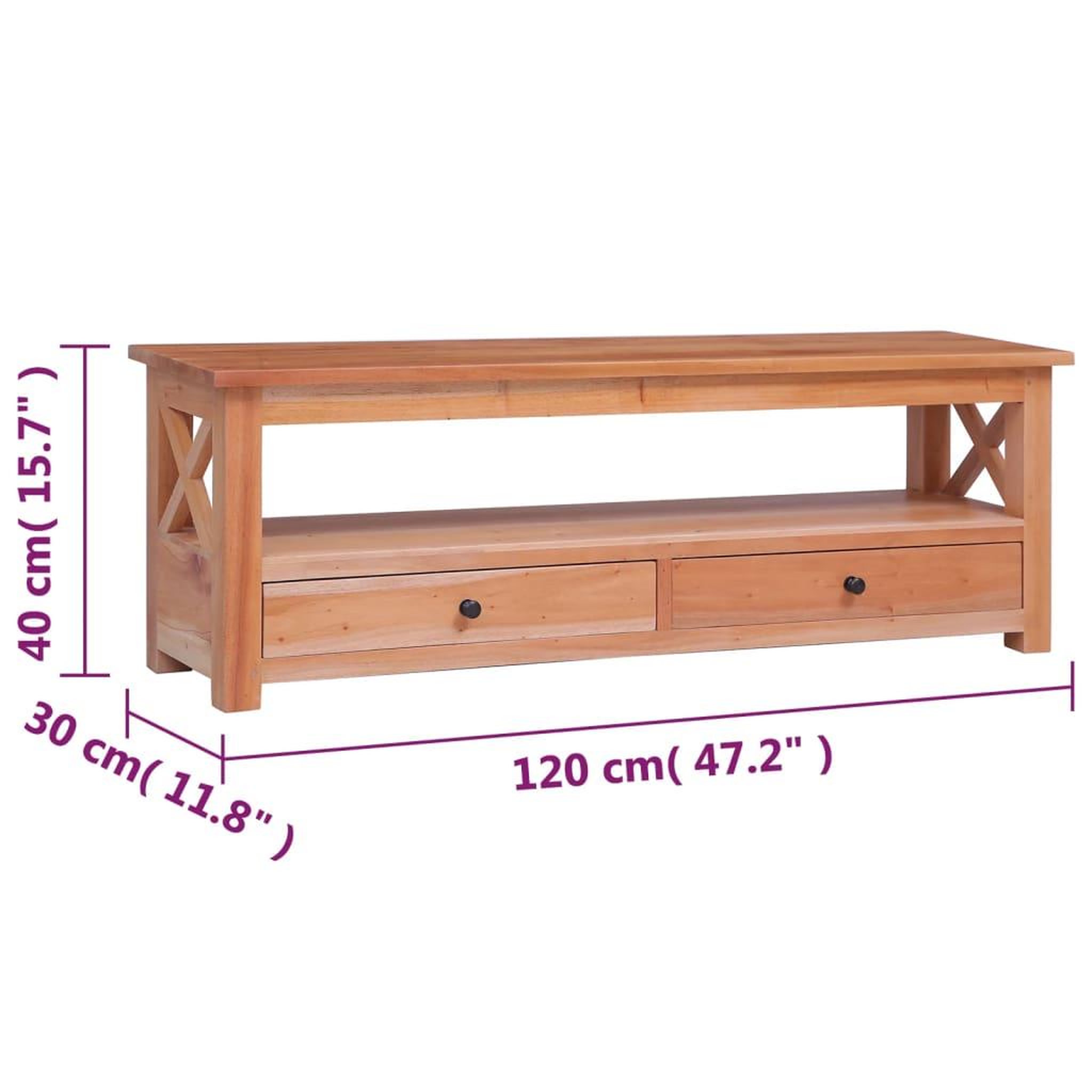 Voir la diapositive 6 : VIDAXL Meuble TV 120x30x40 cm Bois d'acajou massif