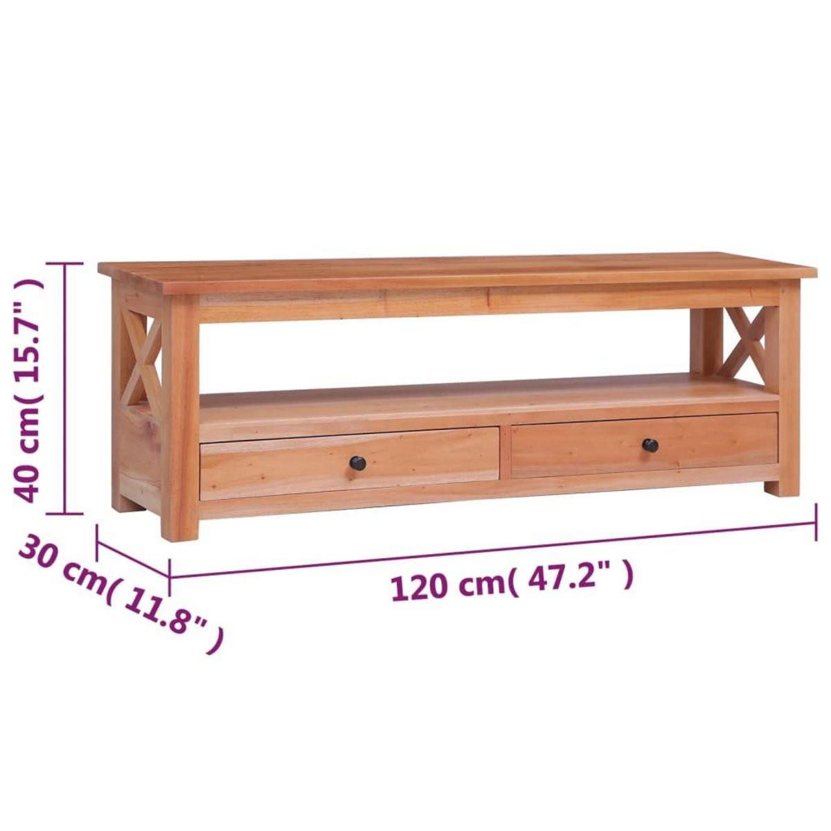 VIDAXL Meuble TV 120x30x40 cm Bois d'acajou massif