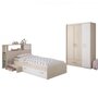 PARISOT PARISOT Chambre enfant complete - Tete de lit + lit + armoire - Style contemporain - Décor acacia clair et blanc - CHARLEMAGNE