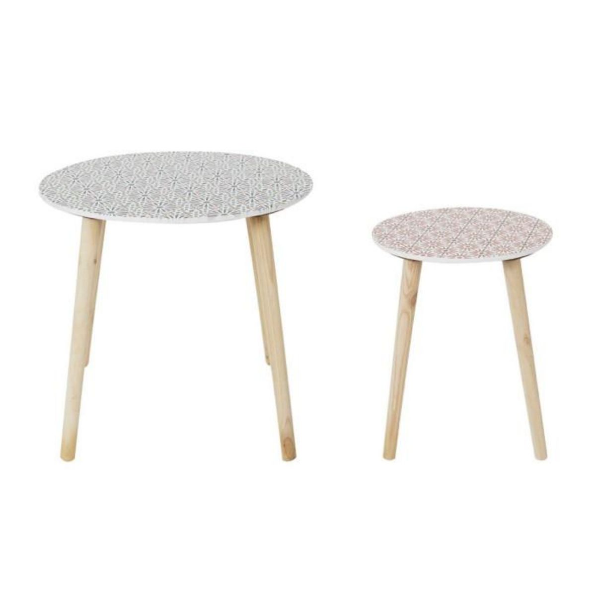 Paris Prix Lot de 2 Tables Gigognes d'Appoint  Patio  48cm Rouge & Noir