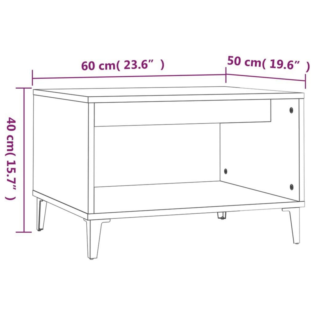 VIDAXL Table basse Blanc brillant 60x50x40 cm Bois d'ingenierie