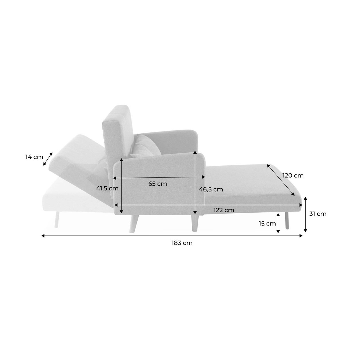 SWEEEK Canapé convertible en velours - Panam - 2 places scandinave. pieds bois foncé. vieux rose. banquette. dossier inclinable