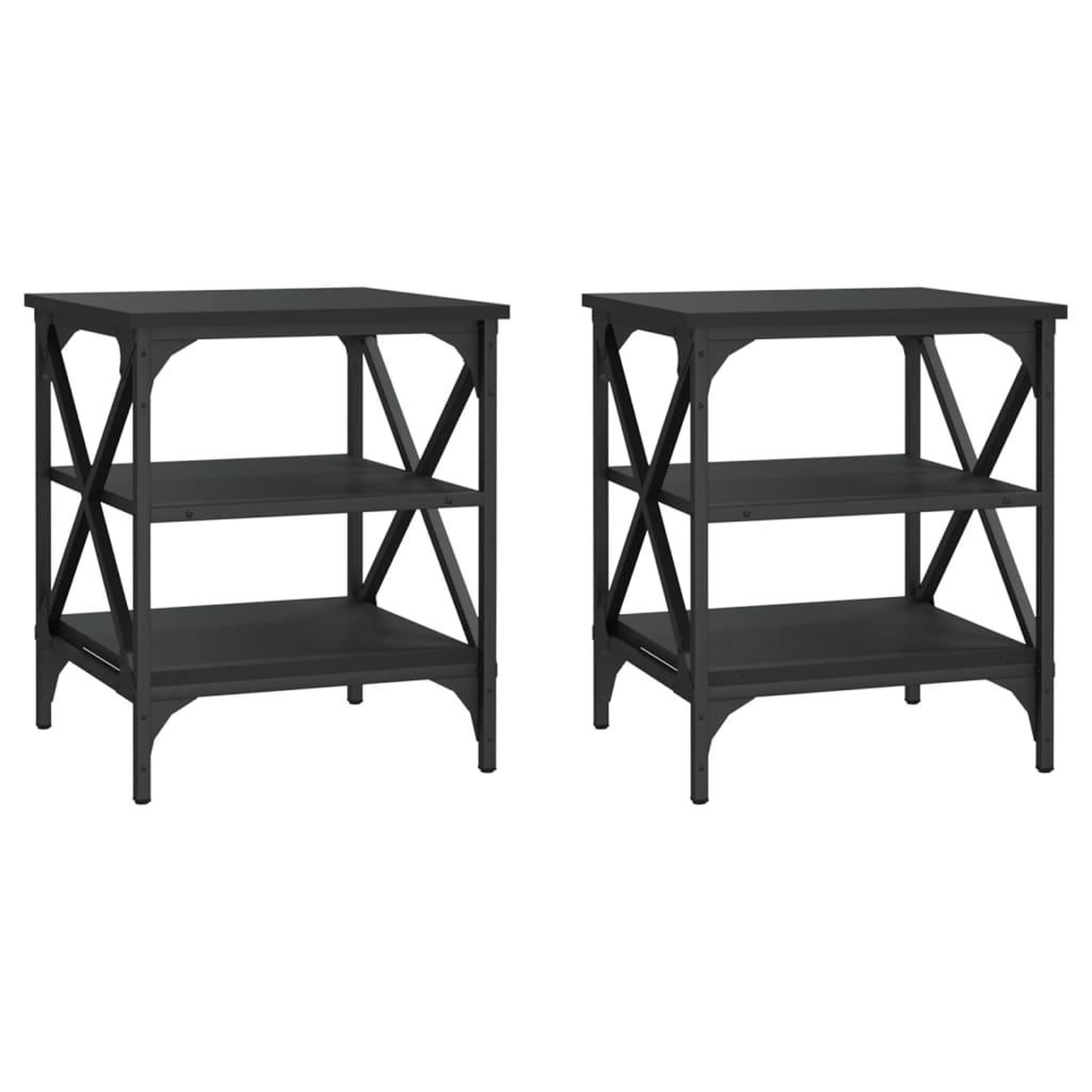 Voir la diapositive 2 : VIDAXL Tables d'appoint 2 pcs Noir 40x42x50 cm Bois d'ingenierie