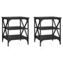 Voir la diapositive 2 : VIDAXL Tables d'appoint 2 pcs Noir 40x42x50 cm Bois d'ingenierie
