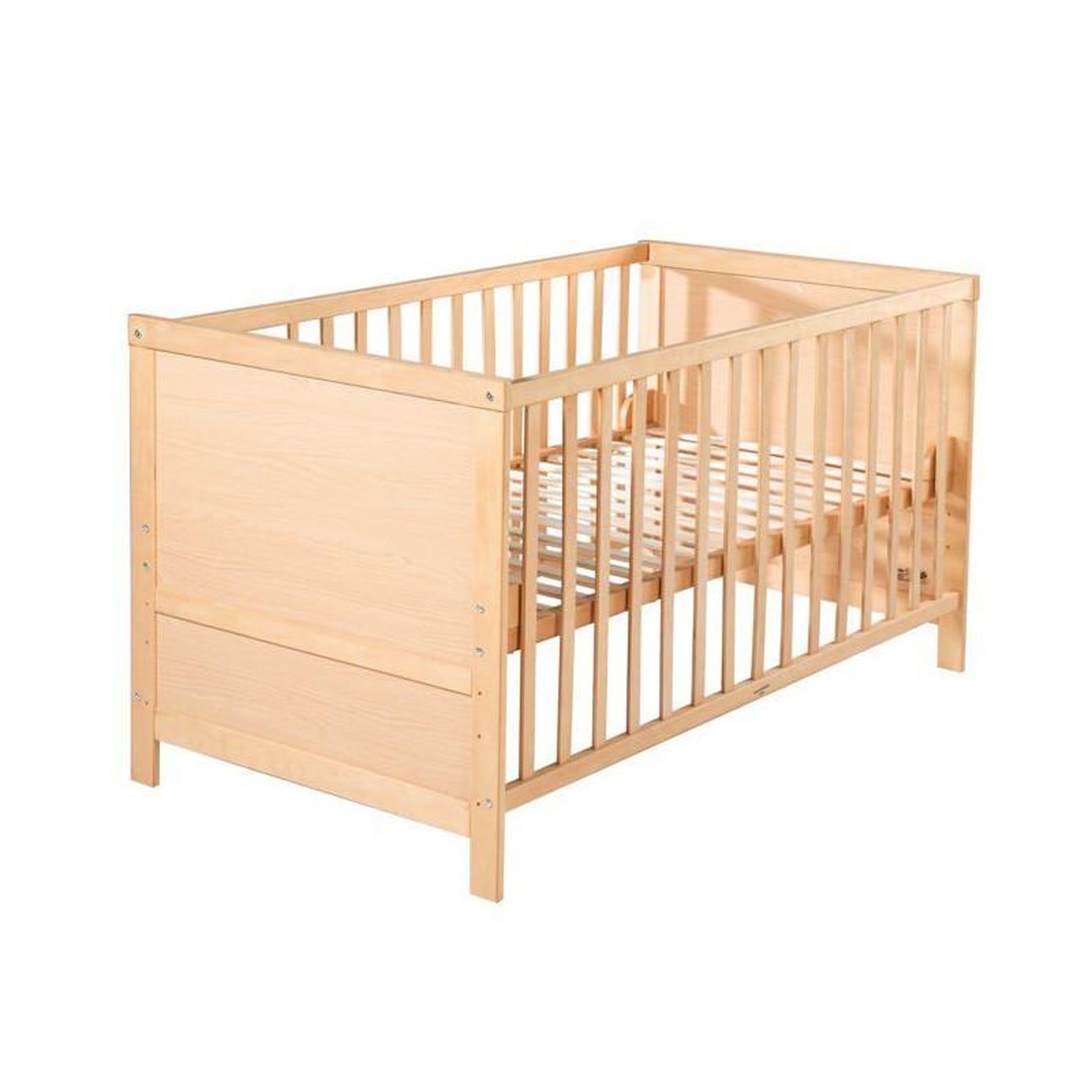 Roba Lit Bébé Évolutif 70x140 - ROBA - Réglable en Hauteur - 3 Barreaux Amovibles - Coins de Transformation Inclus - Bois Naturel