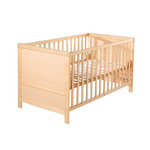 Roba Lit Bébé Évolutif 70x140 - ROBA - Réglable en Hauteur - 3 Barreaux Amovibles - Coins de Transformation Inclus - Bois Naturel