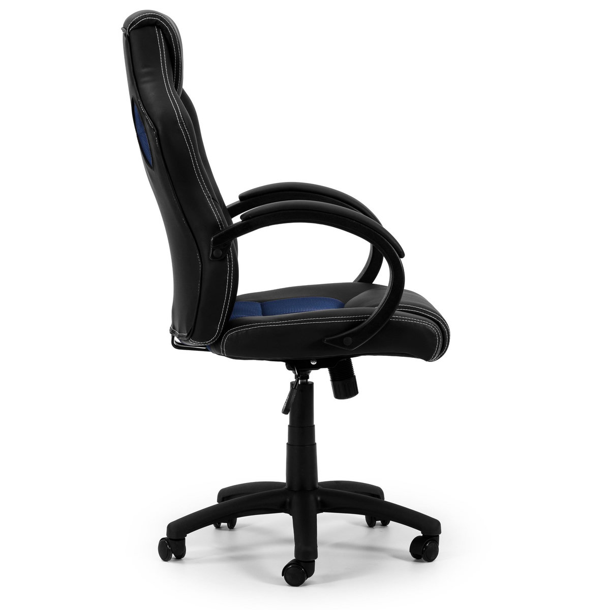 VS VENTA-STOCK Fauteuil de Bureau réglable et inclinable Hamilton tapissé en Similicuir, Noir/Bleu