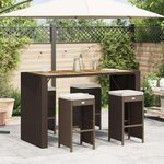 VIDAXL Tabourets de bar jardin coussins lot de 4 marron resine tressee