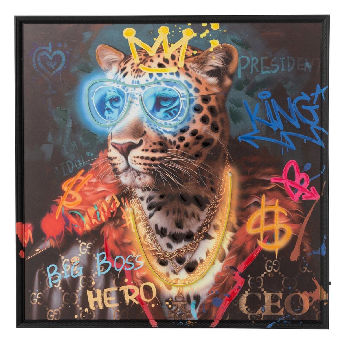 Paris Prix Tableau à LED  Jaguar  83x83cm Multicolore