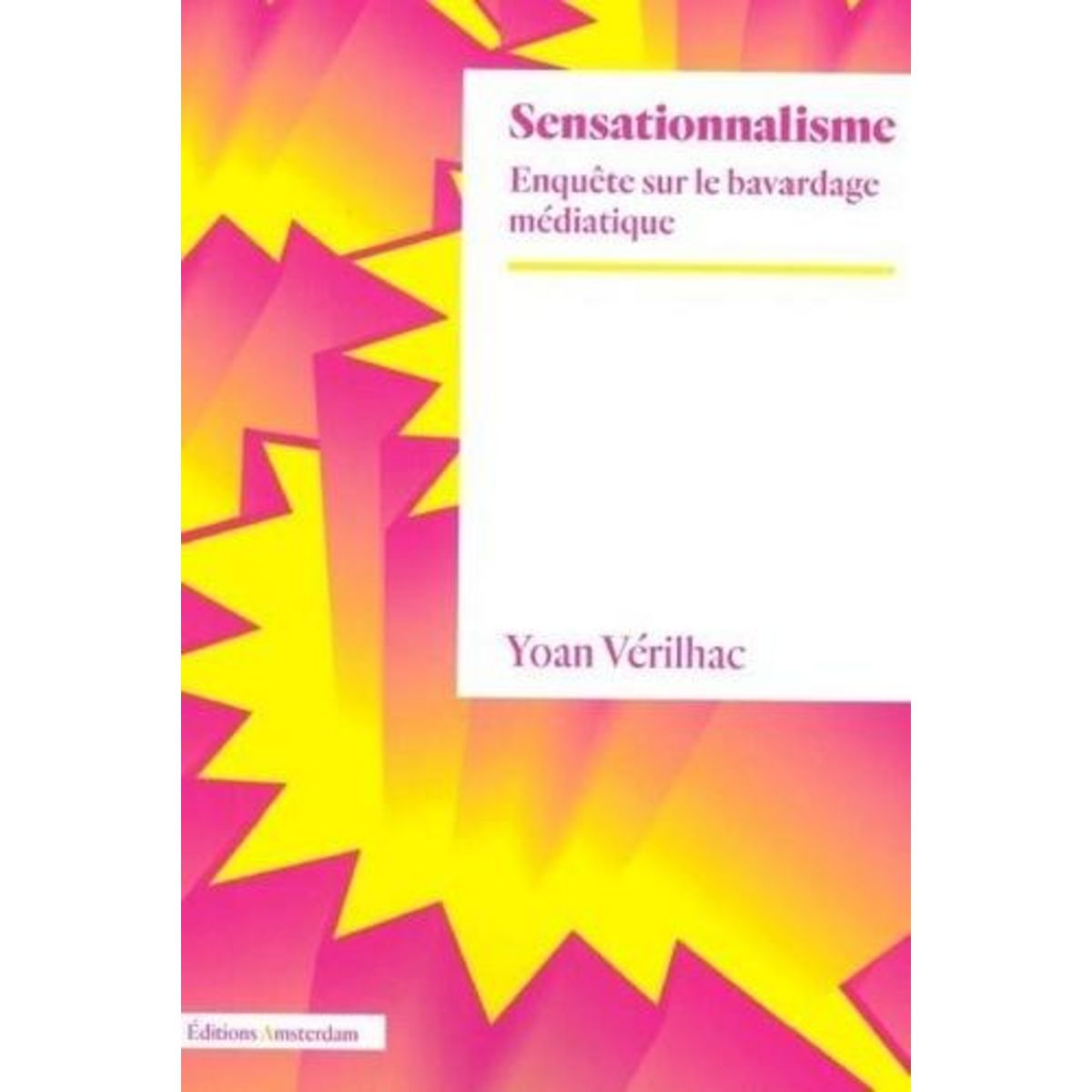 SENSATIONNALISME. ENQUETE SUR LE BAVARDAGE MEDIATIQUE, Vérilhac Yoan
