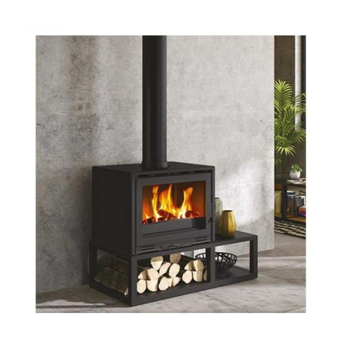 Godin Poêle à bois fonte 10kw noir - 411109NOIR