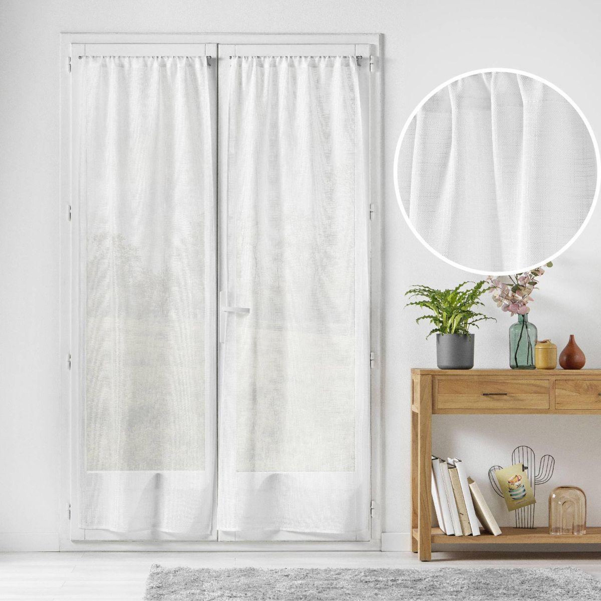 Voir la diapositive 4 : Douceur d'Intérieur Paire de voilages passe-tringle  haltona  70x240cm blanc