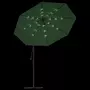 VIDAXL Parasol avec eclairage LED 300 cm Poteau en metal Vert
